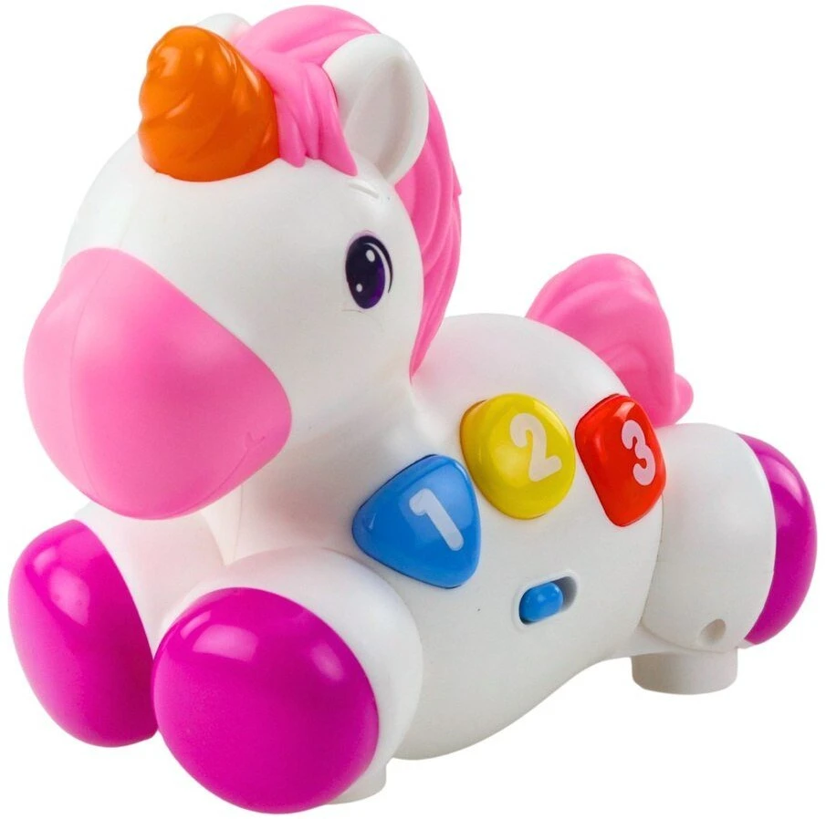 Lean Toys Interaktyvus žaislas vaikams vienaragis su ratais 14.5x12.5x9 cm