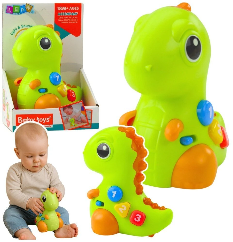 Lean Toys Interaktyvus žaislas vaikams dinozauras su ratais