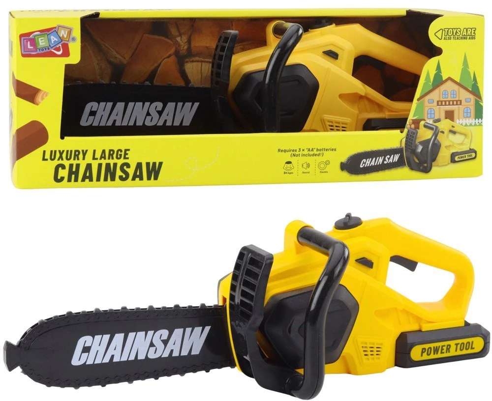 Lean Toys Žaislinis grandininis pjūklas su šviesomis ir garsais, 41 cm