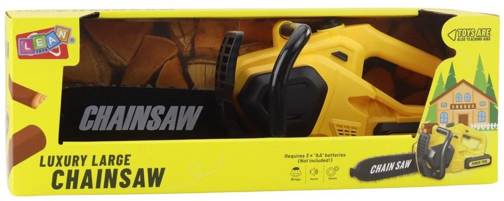 Lean Toys Žaislinis grandininis pjūklas su šviesomis ir garsais, 41 cm