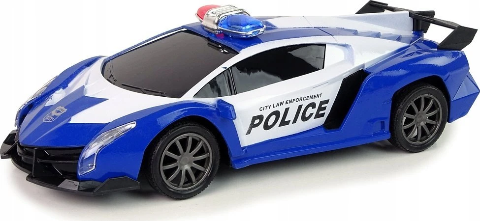Lean Toys Nuotoliniu būdu valdomas policijos lenktynių automobilis su LED šviesomis