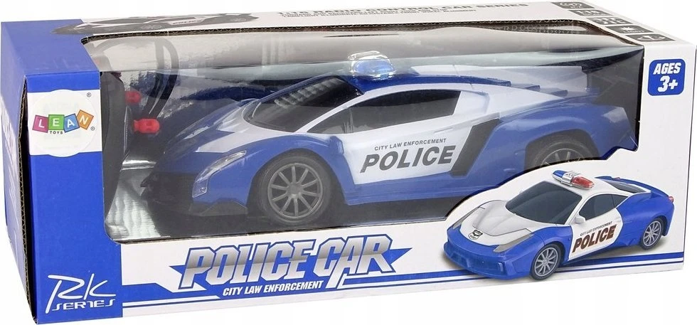 Lean Toys Nuotoliniu būdu valdomas policijos lenktynių automobilis su LED šviesomis