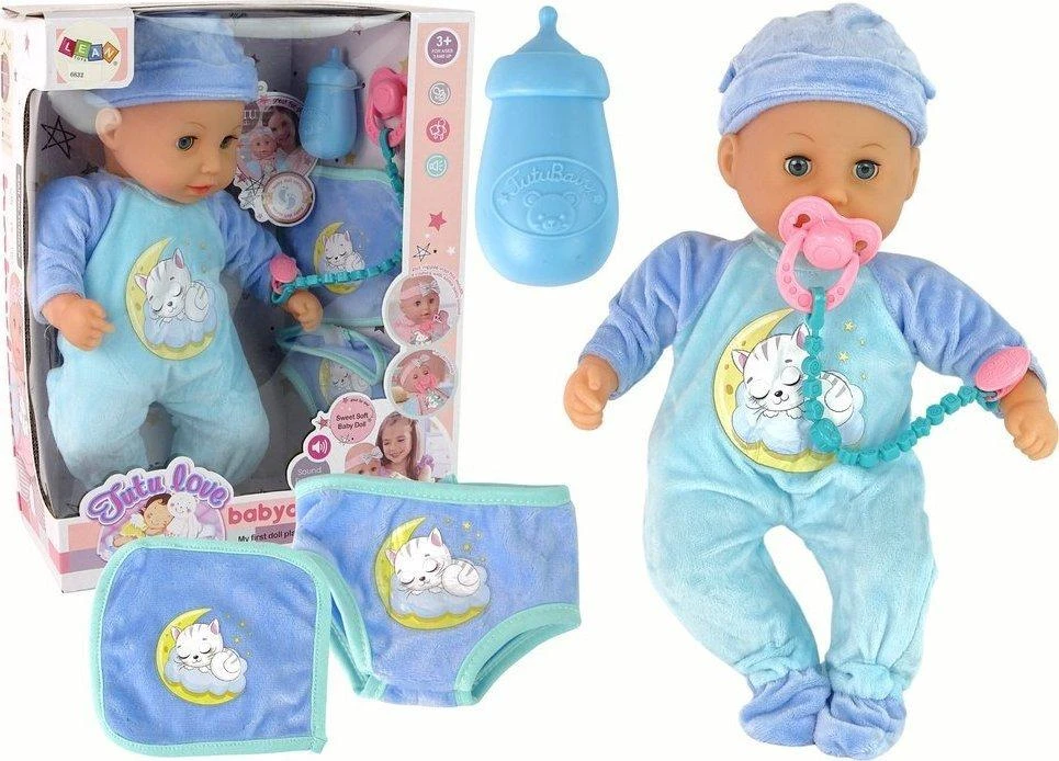 Lean Toys Baby Doll lėlė su mėlyna pižama