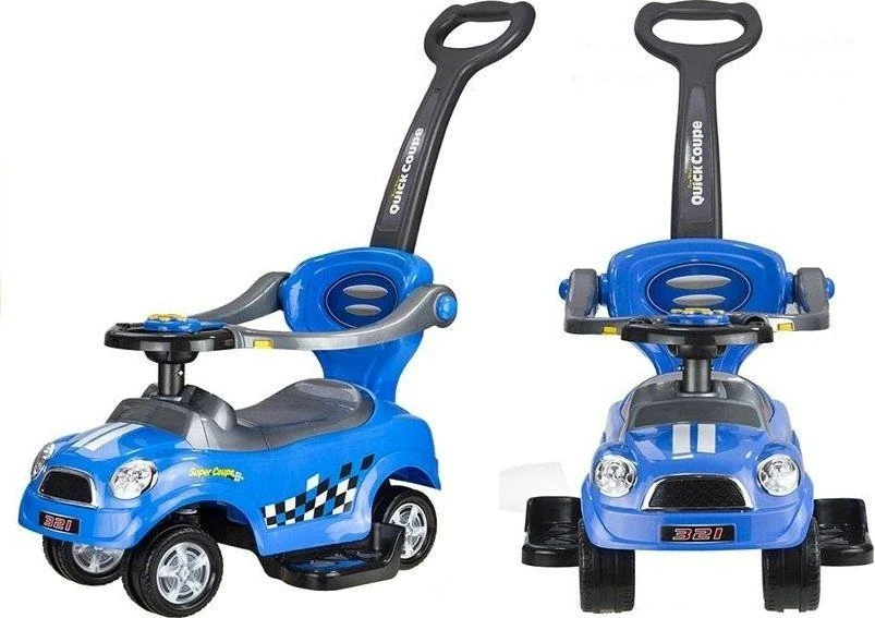 Lean Cars Paspiriama mašinėlė-stumdukas vaikams, transformuojama, mėlyna