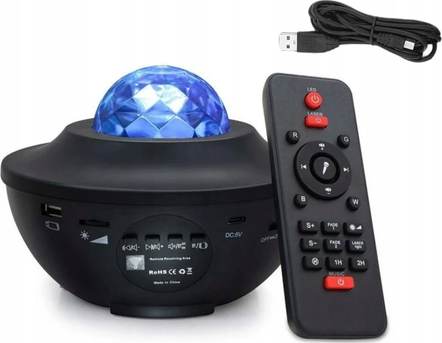 Lean Žvaigždžių Projektorius LED Lempa su Bluetooth Garsiakalbiu ir Nuotolinio Valdymo Pultu
