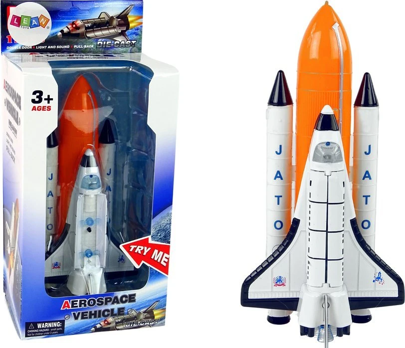 Lean Toys Žaislinė kosminė raketa su metaliniu erdvėlaiviu LeanToys
