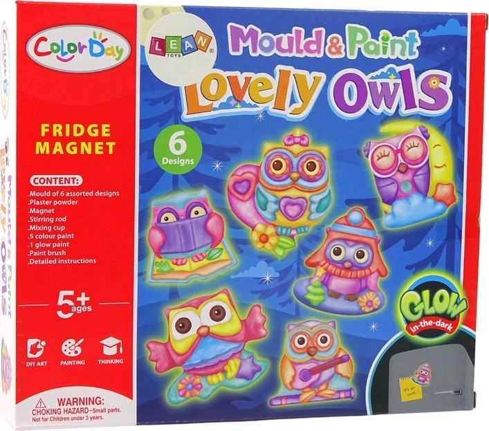 Lean Toys Kūrybinis rinkinys pelėdų magnetams su fluorescenciniais dažais