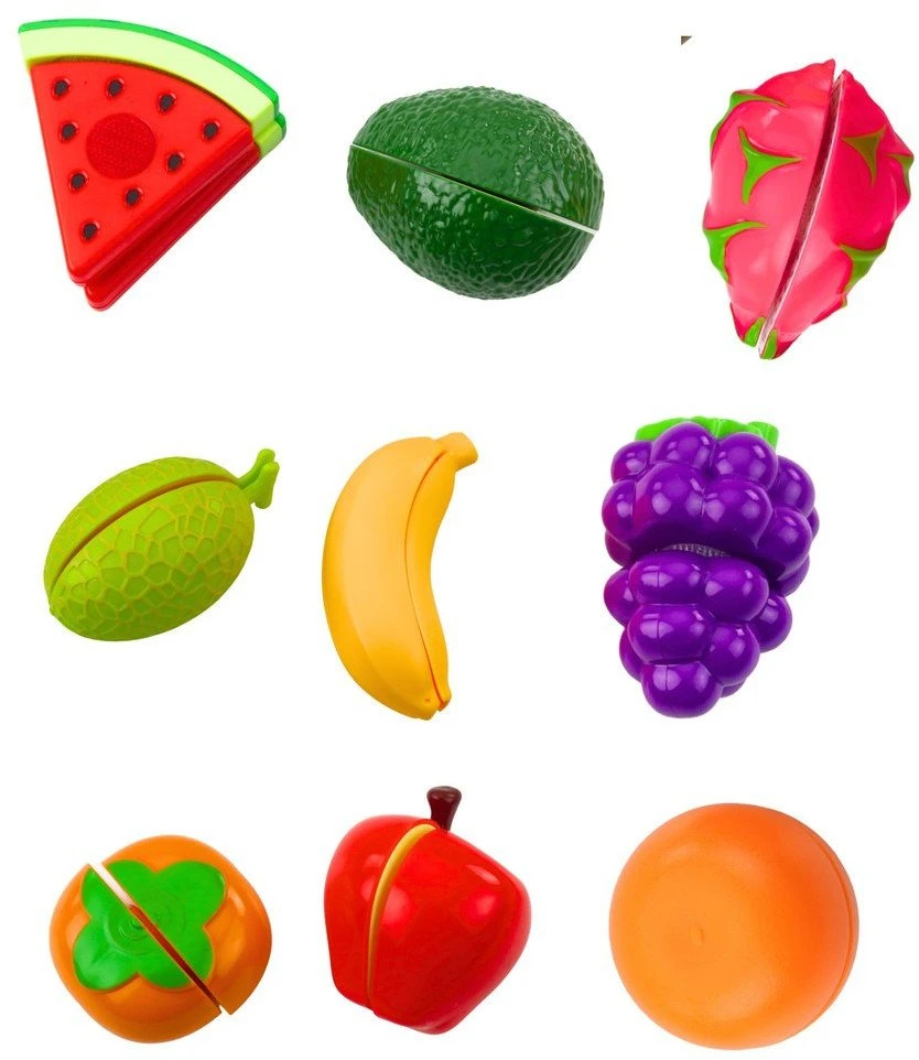 Lean Toys Vaikiškas žaislinių vaisių pjaustymo rinkinys su peiliu ir lentelė