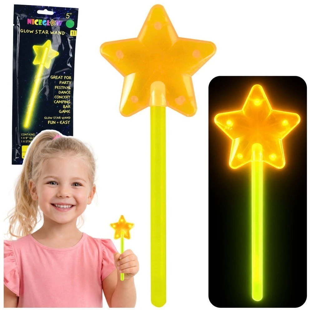 Lean Toys Różdżka Šviečiantis tamsoje fluorescencinis žvaigždės formos lazdelės formos pieštukas neoninis, 22 cm