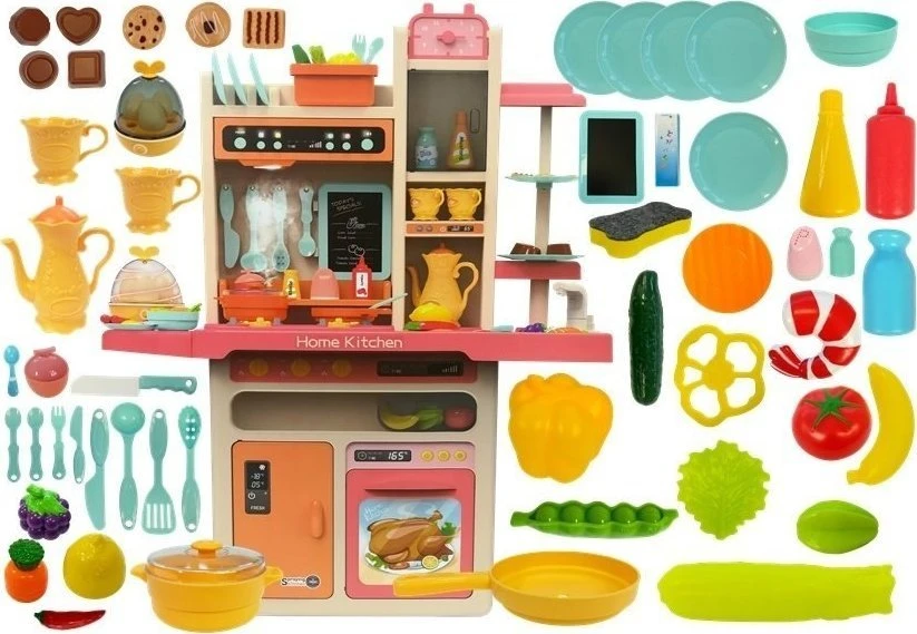 Lean Toys Vaikiška virtuvėlė su šviesos ir garso efektais, rožinė