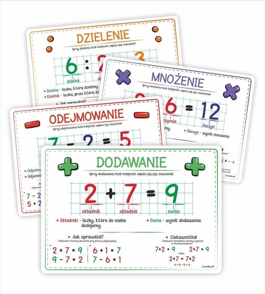 Learnhow mosios lentos - Matematiniai veiksmai 4 kortelės