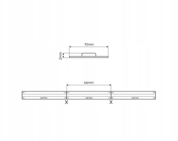 LED juosta 24Vdc, 14W/m, COB 528LED/m, 1350lm, šiltai balta 2700K, IP20, 180°, LED LINE