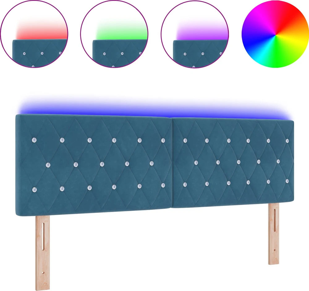 LED galvūgalis su LED juostelėmis Tamsiai mėlyna 144 cm Aksomas