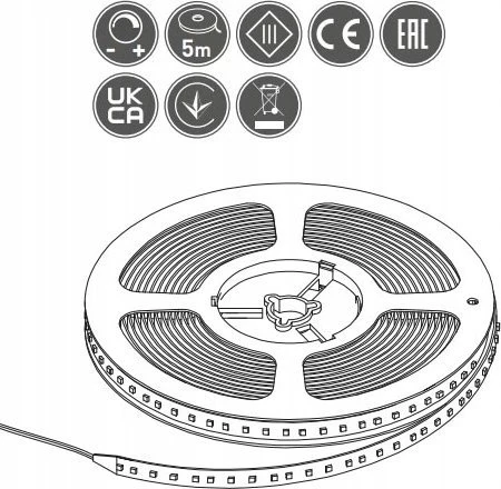 GTV Blykstės 2835, 600 LED neutralios baltos spalvos, 60W, be gelio, 10 mm, ritinys 5 m, 12 V