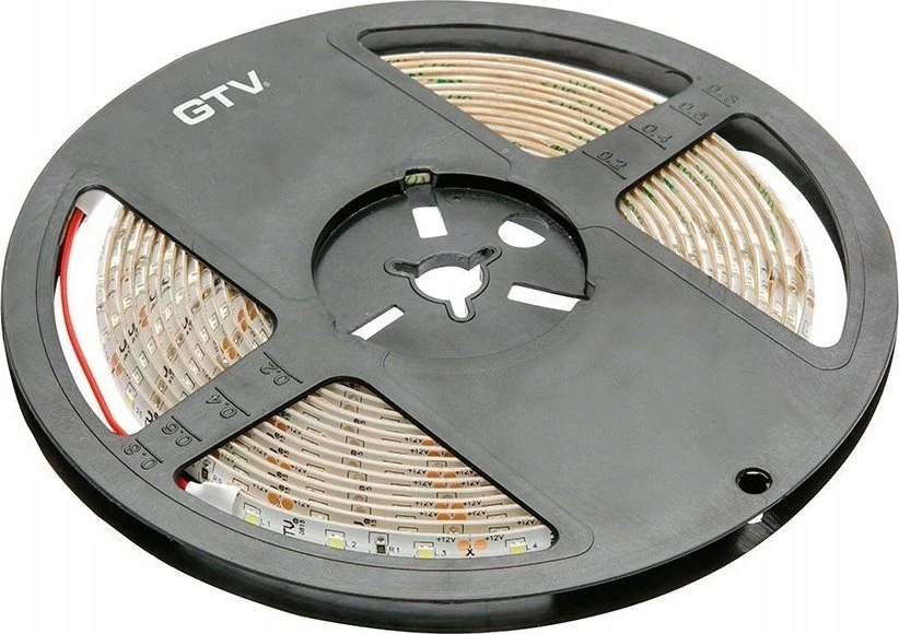 GTV Blykstės 2835, 600 LED neutralios baltos spalvos, 60W, be gelio, 10 mm, ritinys 5 m, 12 V