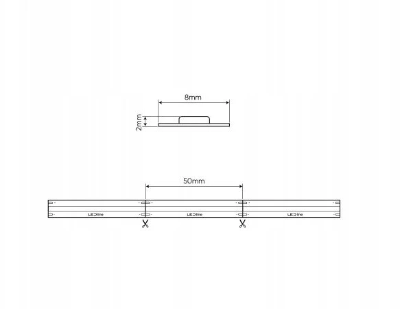 LED juosta 24Vdc, 11W/m, COB 480LED/m, 1100lm, neutraliai balta 4000K, IP20, 180°, LED LINE