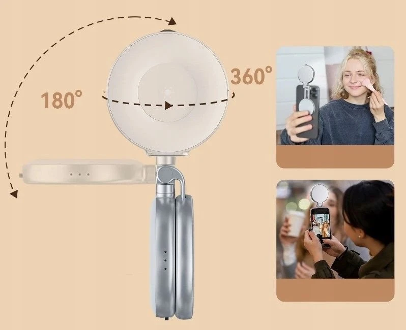 „Telesin“ asmenukių šviesa su magnetiniu telefono laikikliu