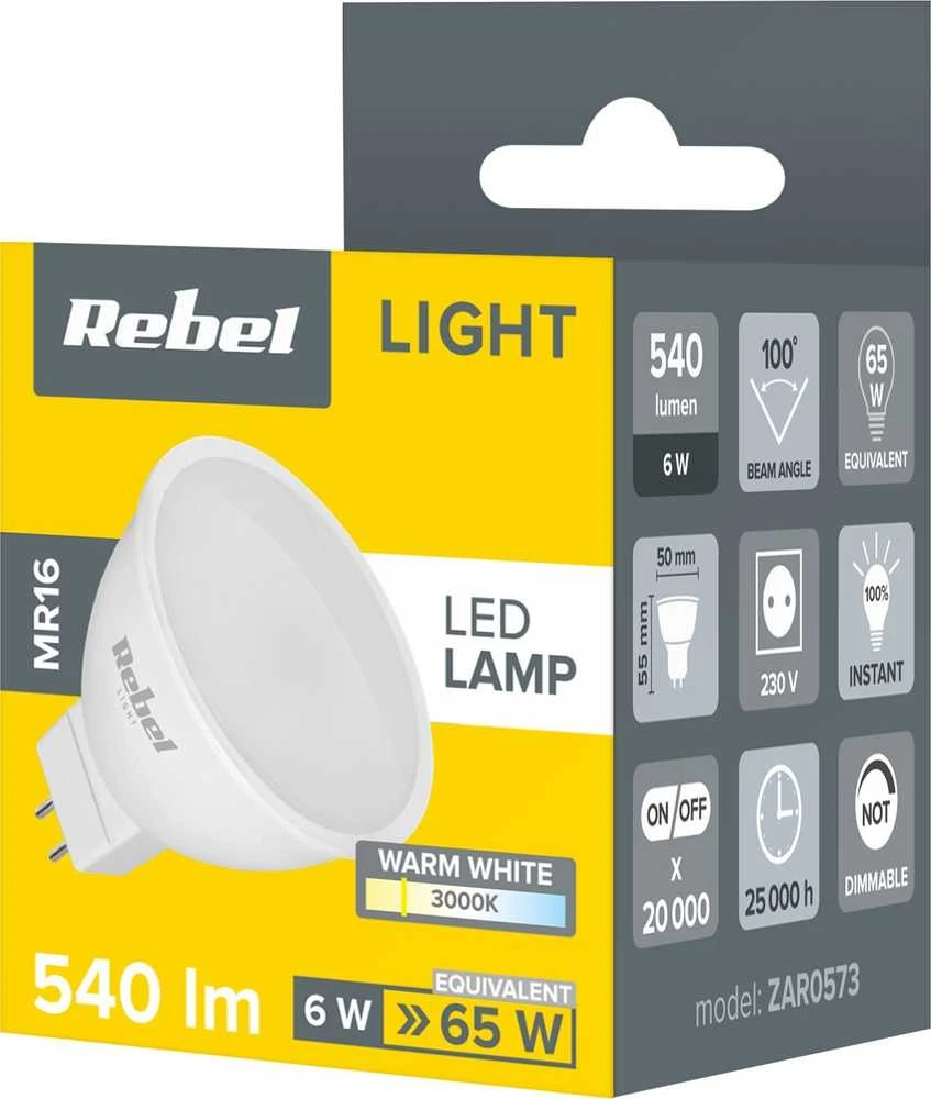 Rebel Led lempa 6W, MR16, 3000K, 230V