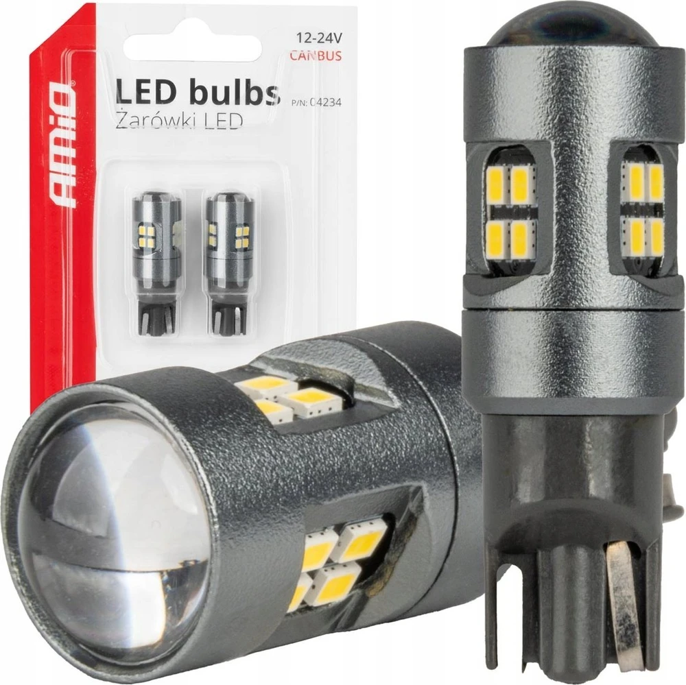LED lemputės Canbus T10 W5W 16SMD 2016 baltos 12V 24V amio-04234