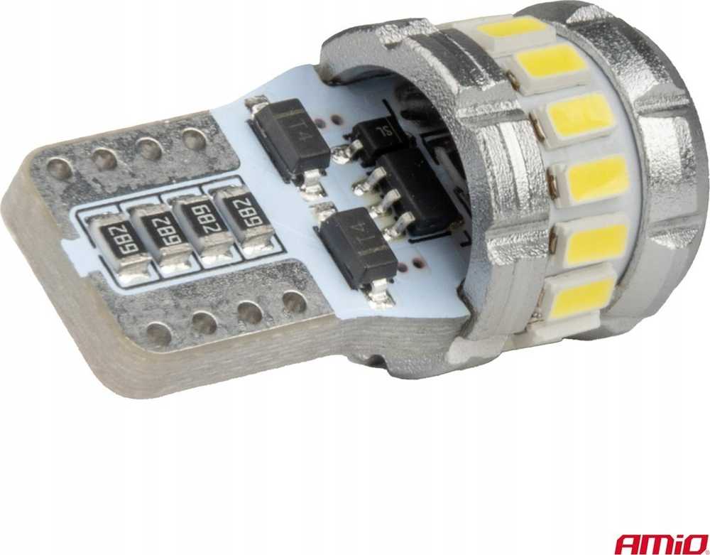 LED lemputės Canbus T10 W5W 16SMD 2SMD 3014 3030 baltos 12V 24V amio-04260