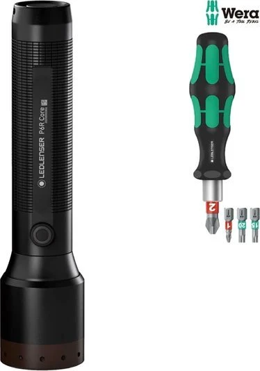 LED Lenser Žibintuvėlis Ledlenser Žibintuvėlis P6R Core + komplektas WERA