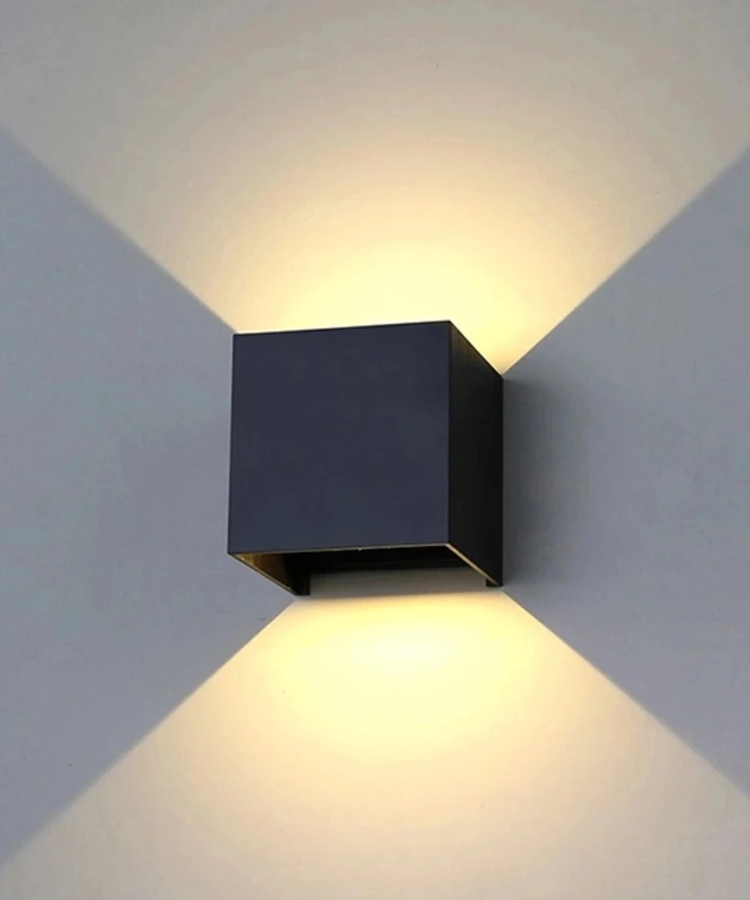 Sieninis šviestuvas Led Line Lite Sieninis lauko šviestuvas CUBE 2x3W 3000K, reguliuojamo švietimo kampo, juodas spalvos