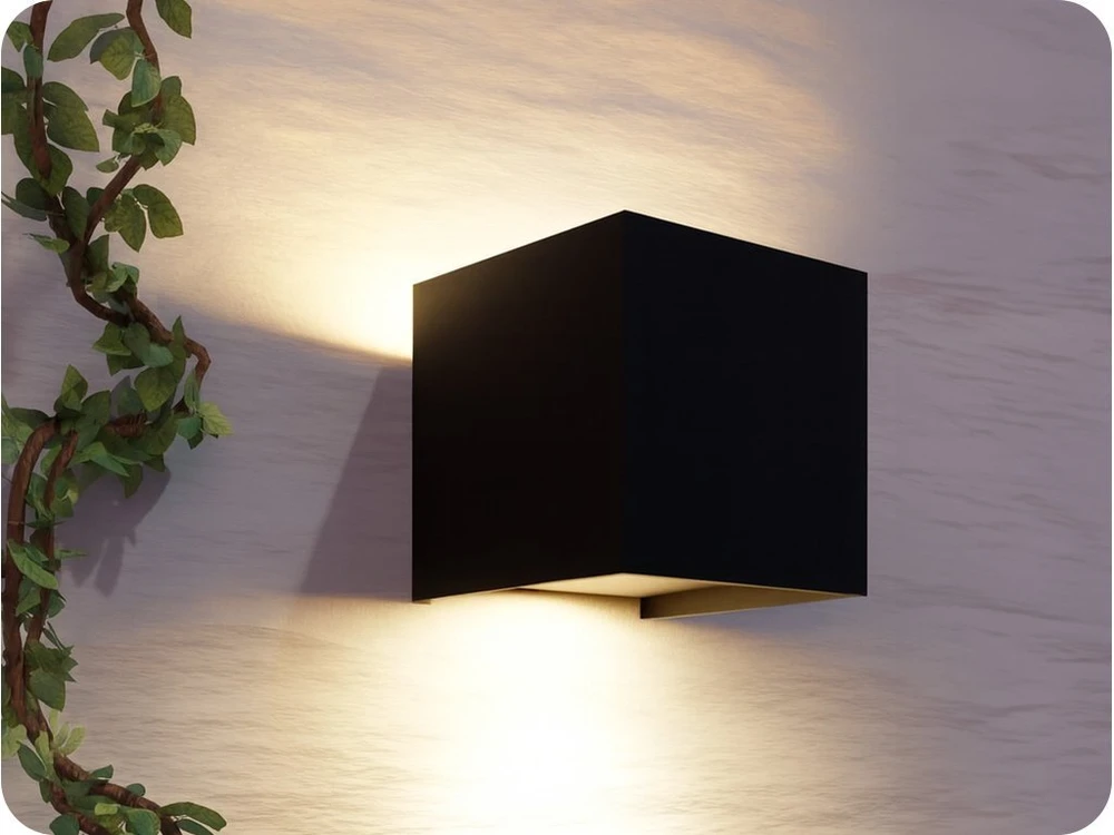 Sieninis šviestuvas Led Line Lite Sieninis lauko šviestuvas CUBE 2x3W 3000K, reguliuojamo švietimo kampo, juodas spalvos