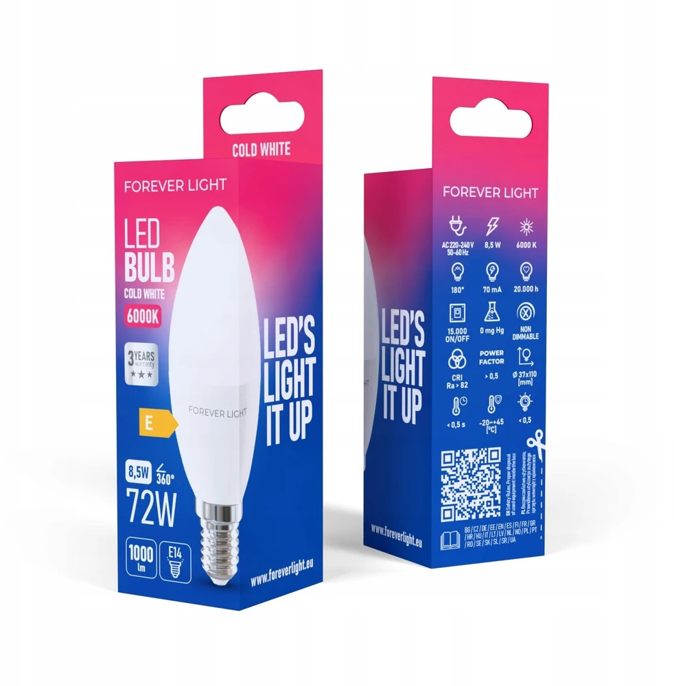 Led Line Telforceone Forever Light LED Bulb E14 C37 8.5W 1000lm 6000K class E