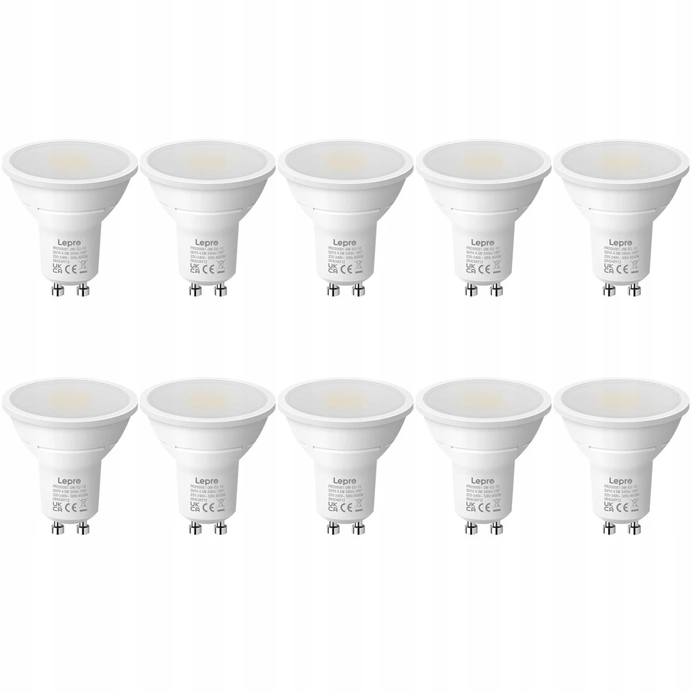 LEPRO 200081-DW-EU-10 GU10 LED Bulb, 4.5W, 345 lm, 6500K, 100°, 10 pcs.
