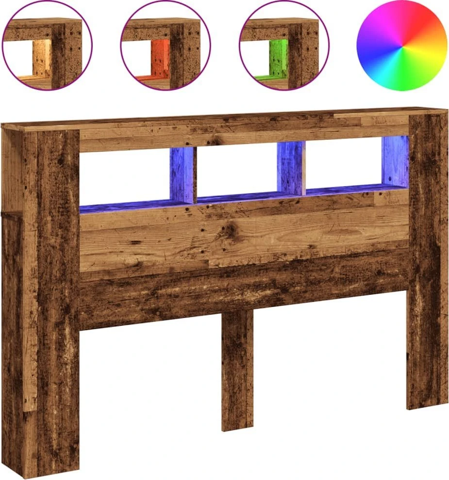 LED galvūgalis, medienos, 160x18,5x103,5cm, apdirbta mediena