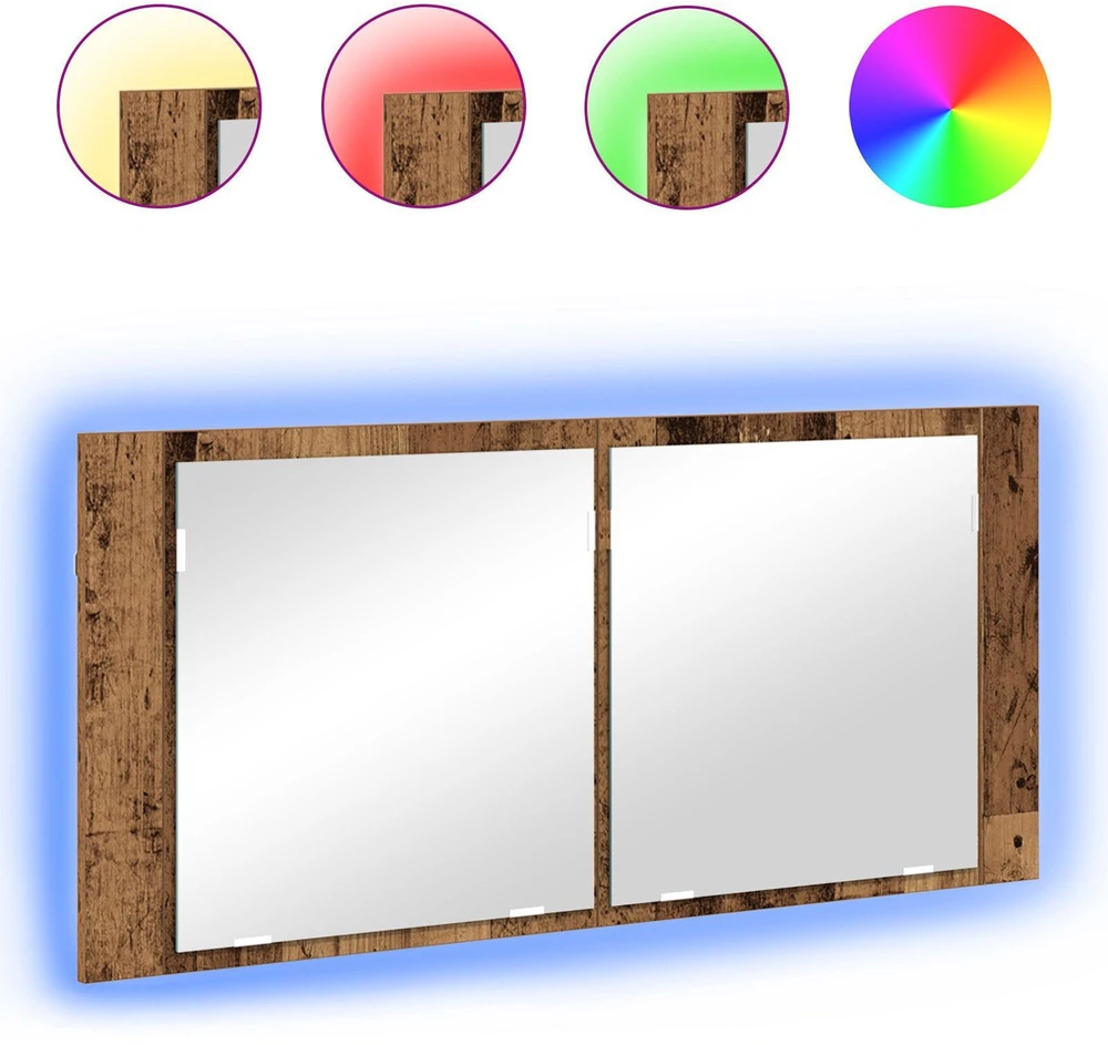 LED veidrodis spintelė Senas medis 100 x 12 x 45 cm