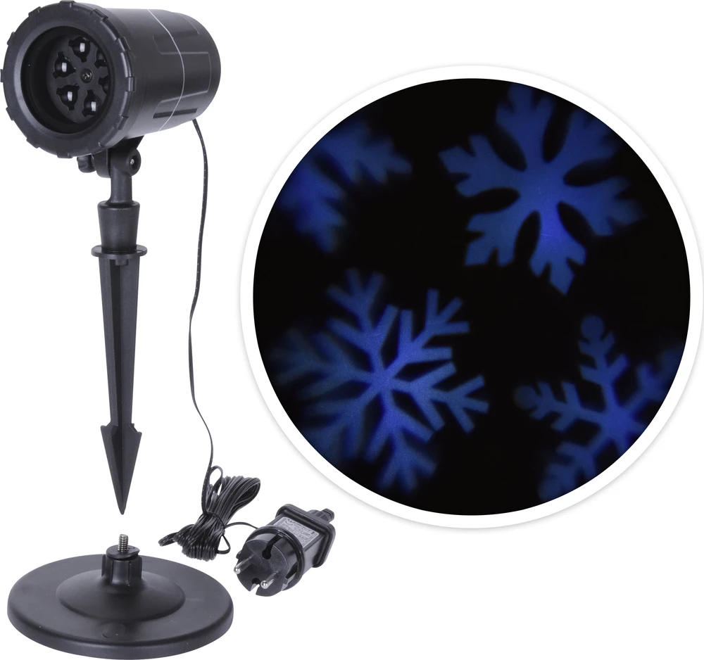 KOOPMAN Projektorius SNOWFLAKE, 4 LED, 8 W, IP44 adapteris