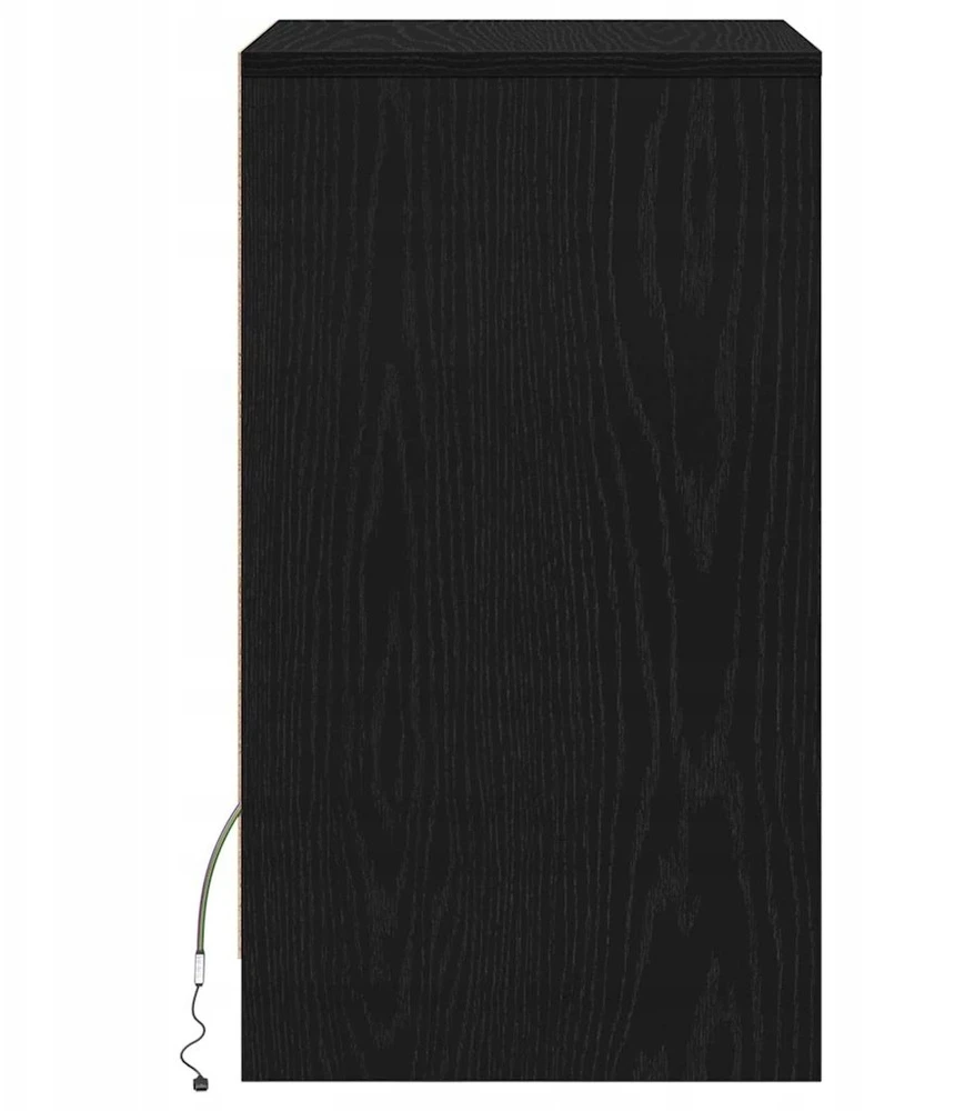 LED naktinis staliukas su spintelėmis 2 pcs juoda ąžuolo