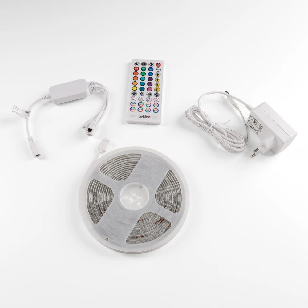 LED juosta Avide 16W RGB 5m Music control, su pultu, IP65