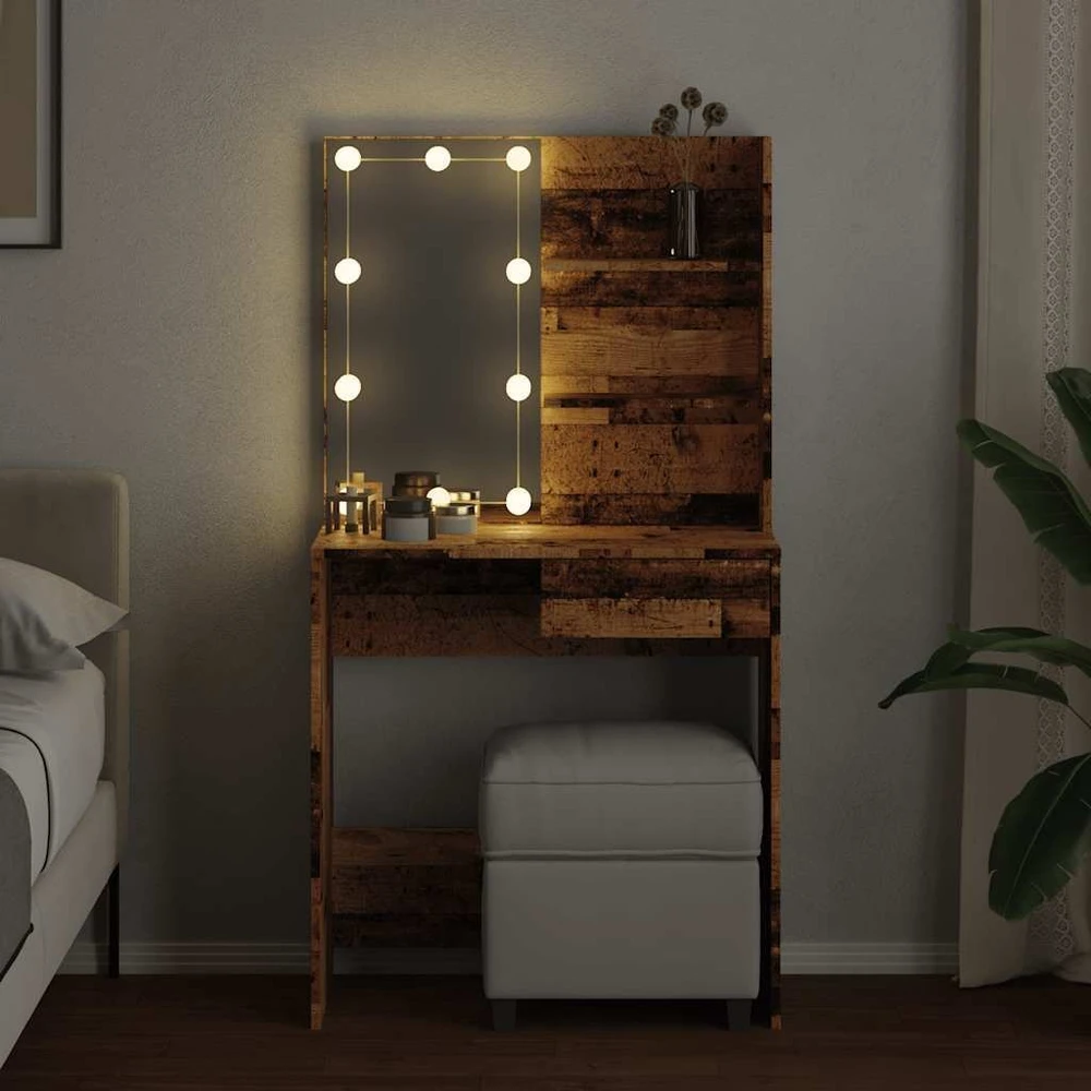 tualetinis staliukas su LED Old Wood 74,5x40x141 cm