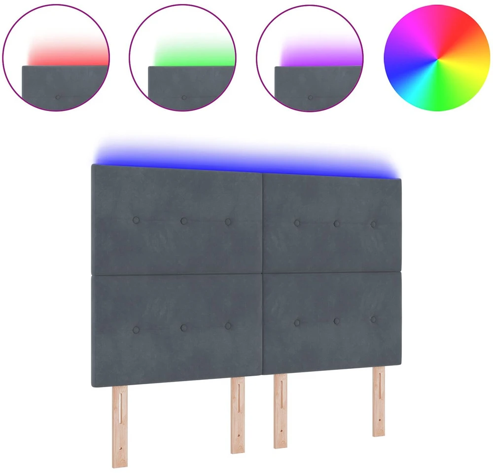 LED galvūgalis su LED juostelėmis Pilka 144 cm Aksomas