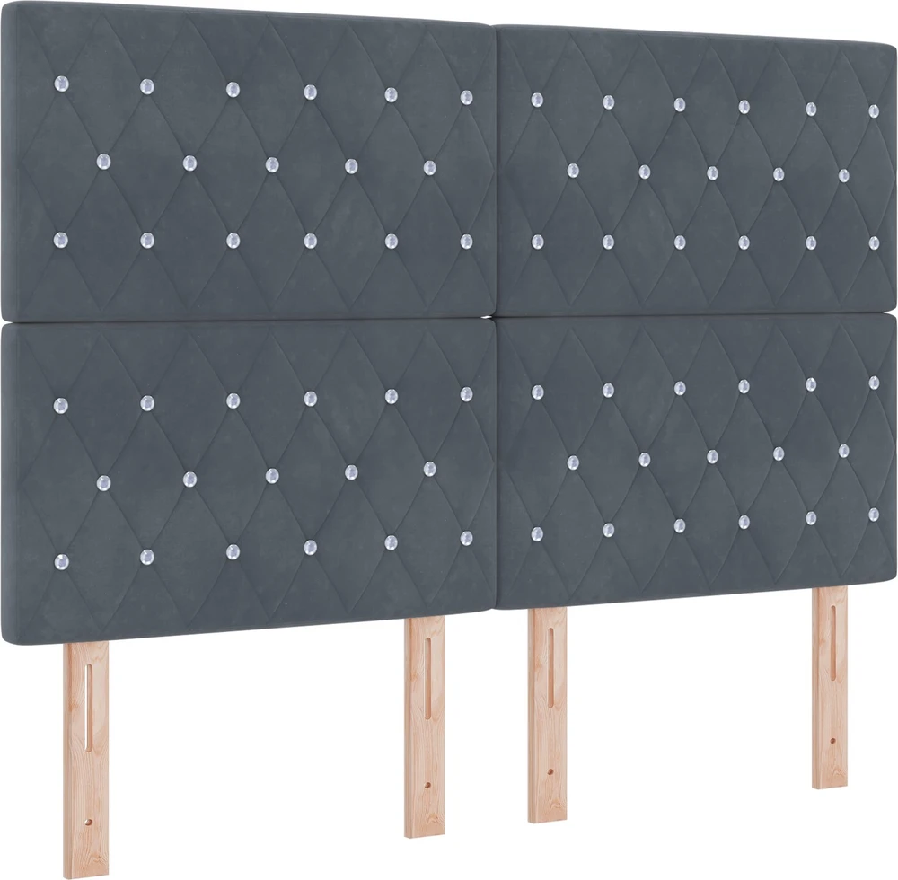 LED galvūgalis su LED juostelėmis Tamsiai pilka 160 cm Aksomas