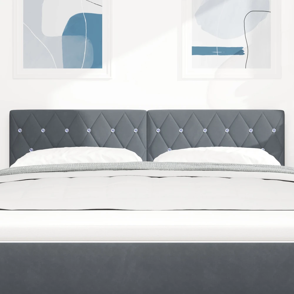 LED galvūgalis su LED juostelėmis Tamsiai pilka 160 cm Aksomas