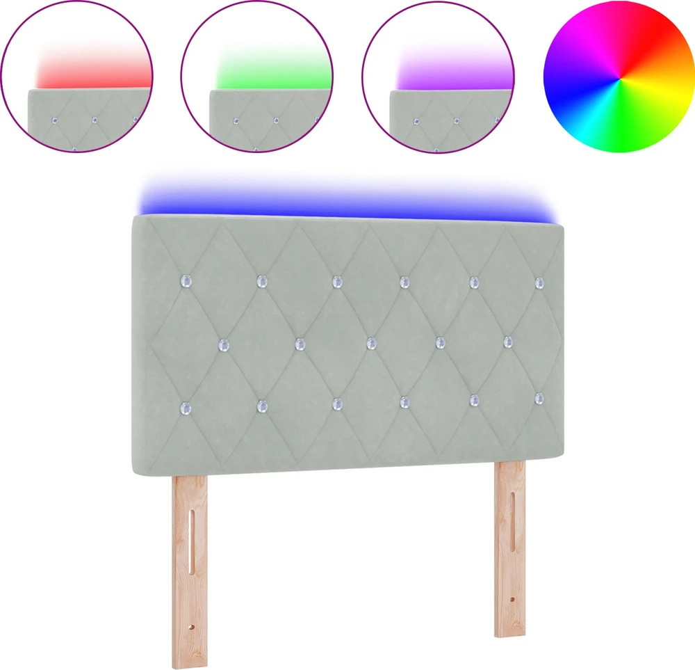 LED galvūgalis su LED juostelėmis Šviesiai pilka 80 cm Aksomas