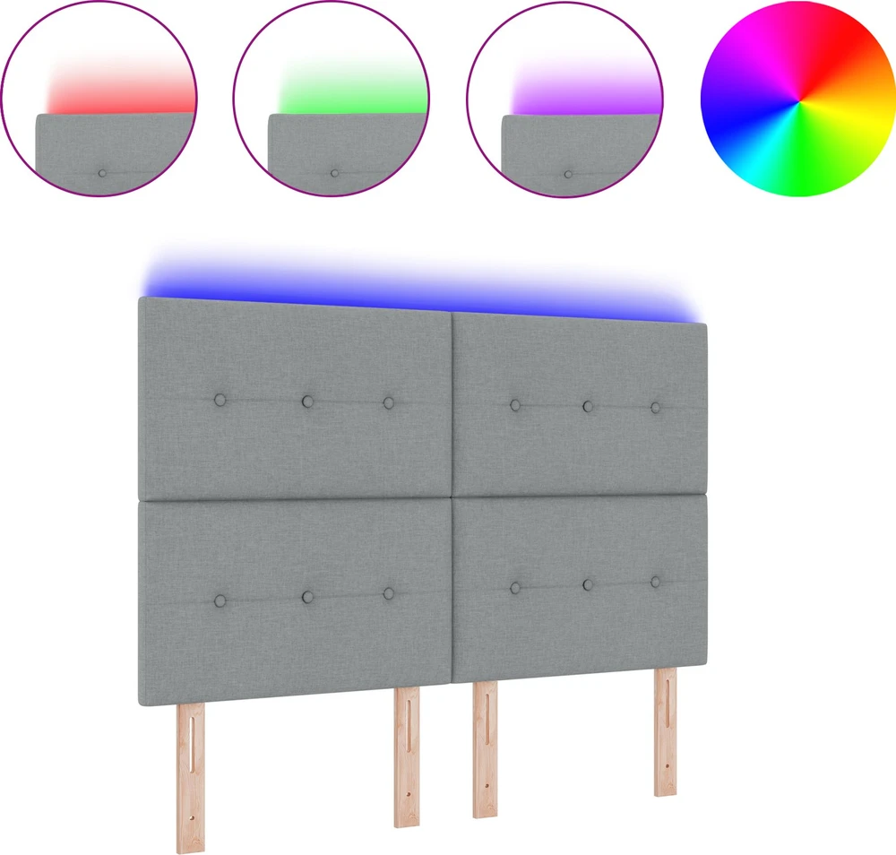 LED galvūgalis su LED juostelėmis Šviesiai pilka 160 cm audinys
