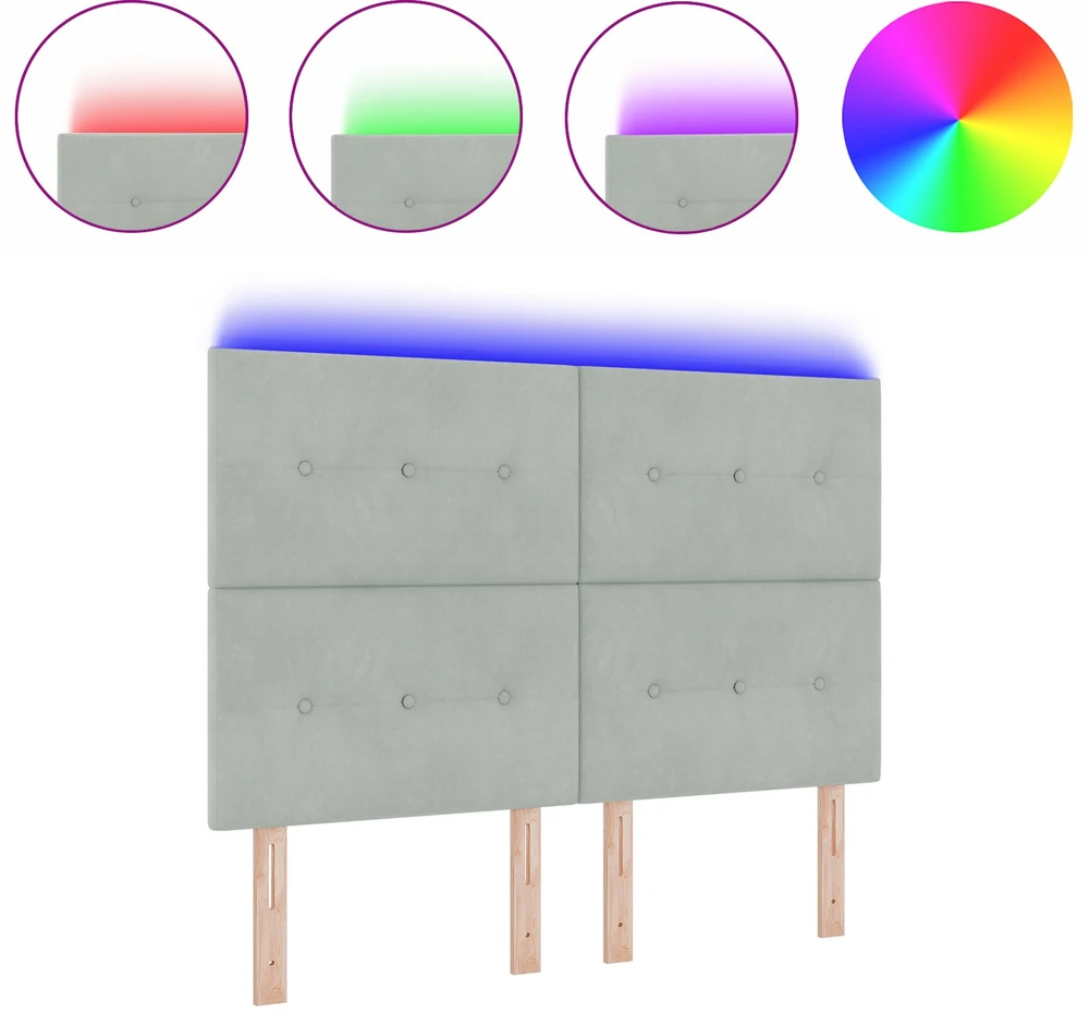 LED galvūgalis su LED juostelėmis Šviesiai pilka 160 cm Aksomas