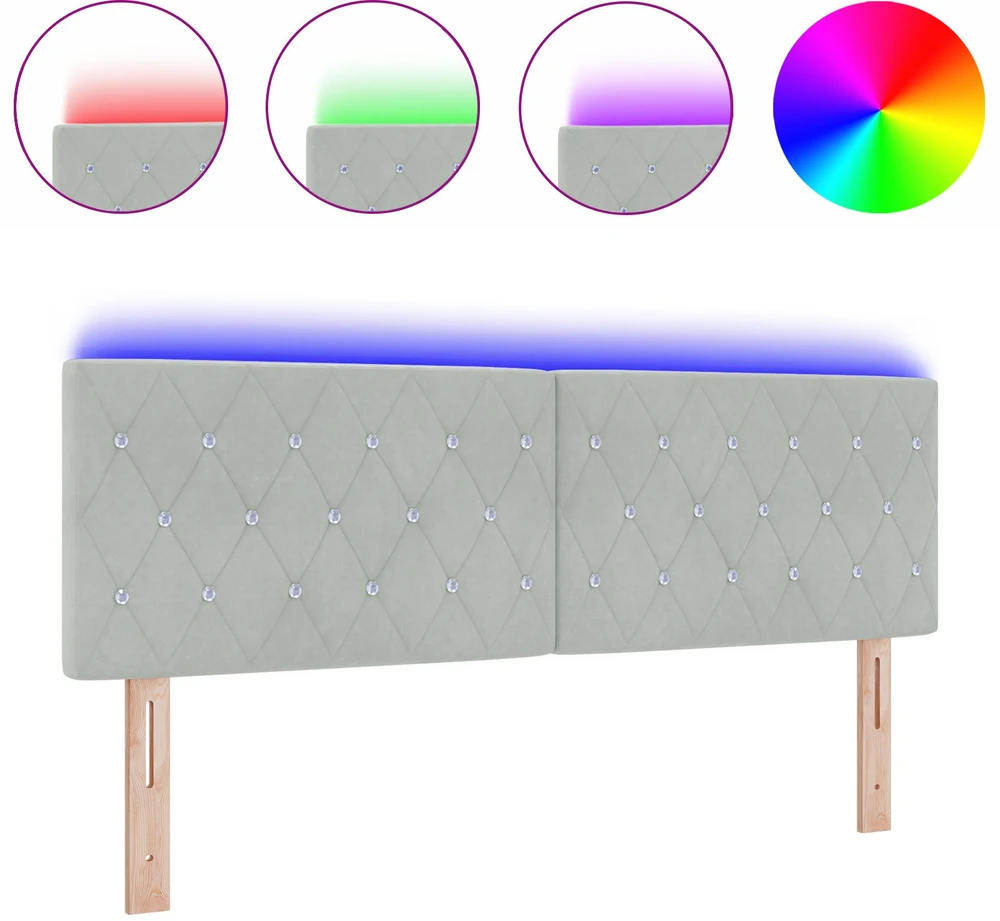 LED galvūgalis su LED juostelėmis Šviesiai pilka 160 cm Aksomas