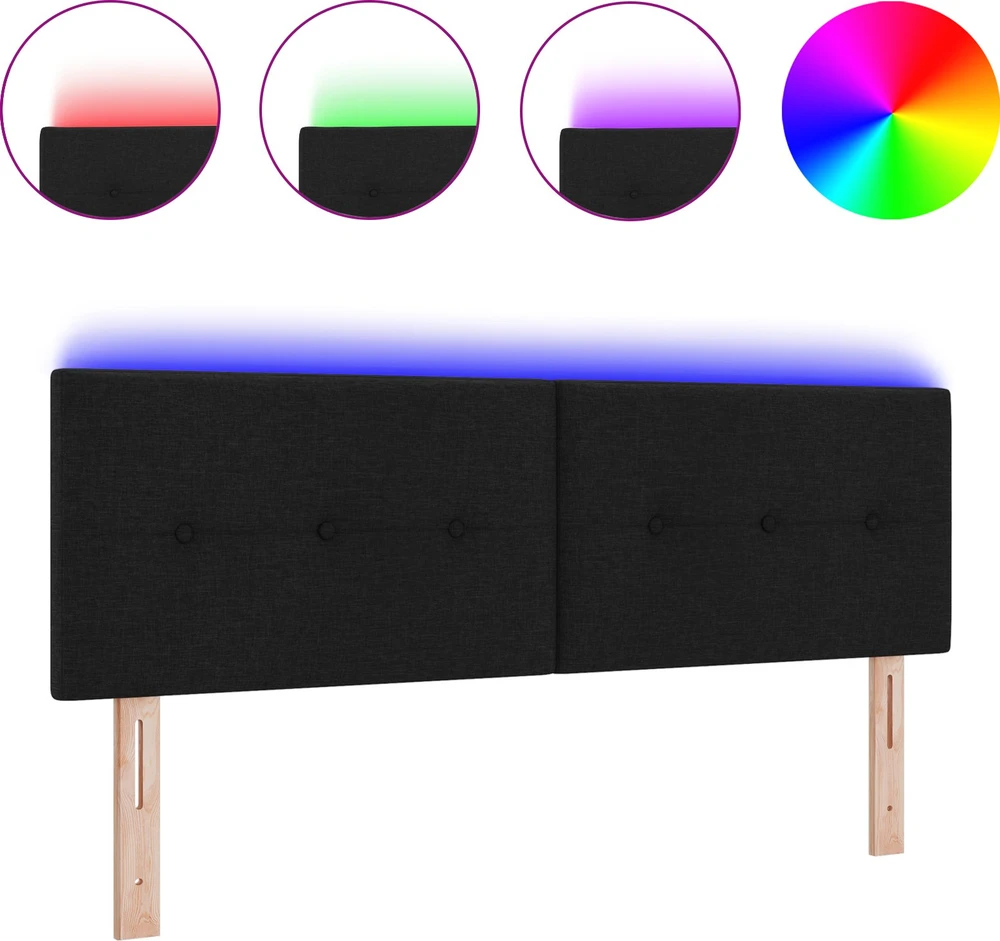 LED galvūgalis su LED juostelėmis Juodas 160 cm audinys