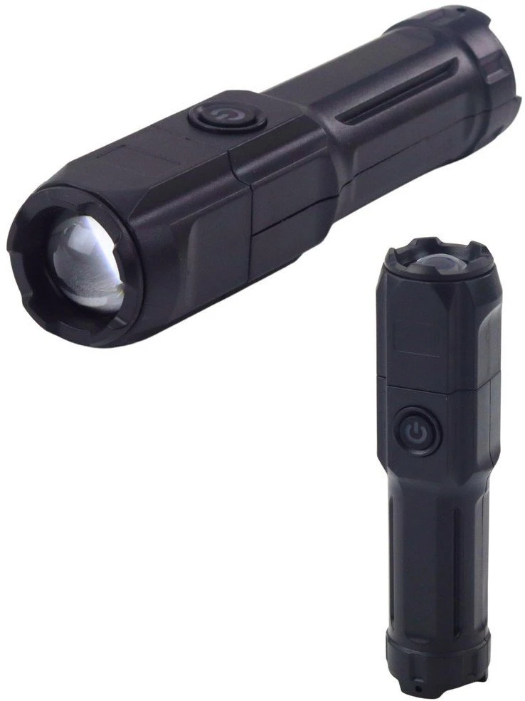 Lean Žibintuvėlis LED su reguliuojamu priartinimu ir USB įkrovimu, 3 šviesos režimai, juodas
