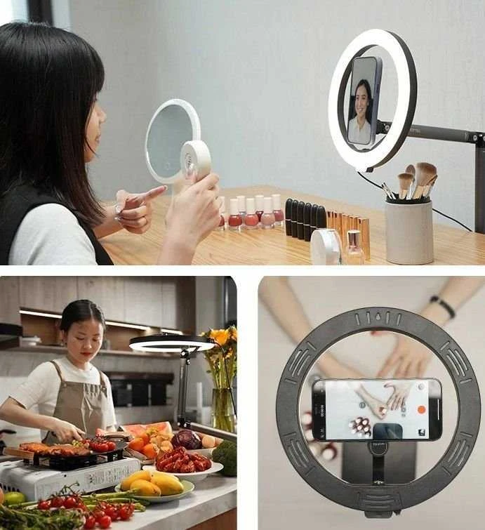 Telesin žiedinė lempa LED Ring 10'' / 26 cm / Vlog 12 W ant trikojo 1/4'' selfie foto / P3-fs-02