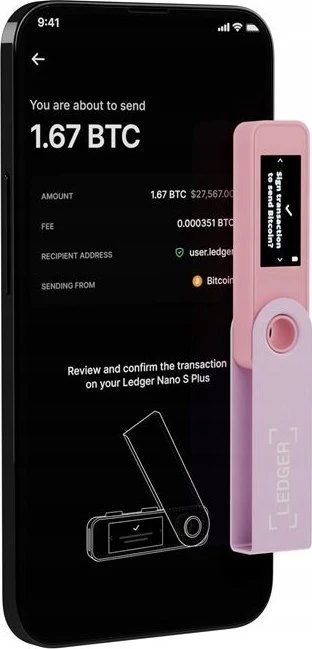 Aparatinė piniginė kriptovaliutoms Ledger Nano S Plus Pastel Rožinė