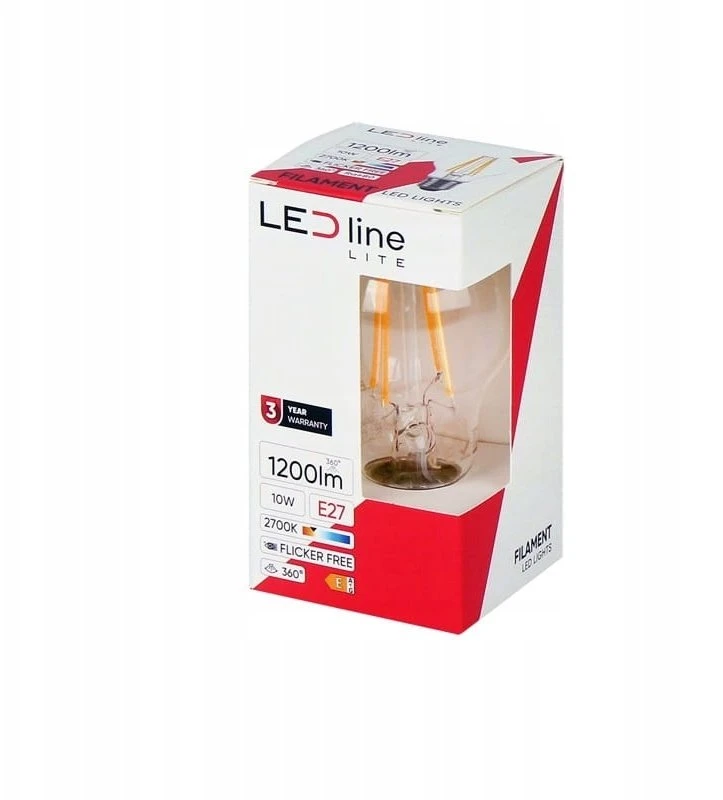 LED lemputė E27 A60 230V 10W 1200lm, šiltai balta balta 2700K, LED line LITE