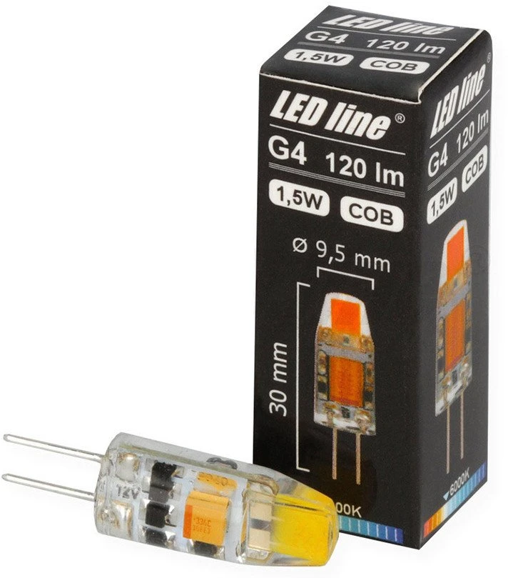 Lemputė LED G4 12V AC/DC 1.5W 120lm 200lm šaltai balta 6000K, LED line