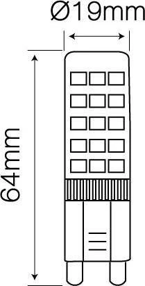 Lemputė LED G9 230V 8W SMD2835 750lm šiltai balta, LED line