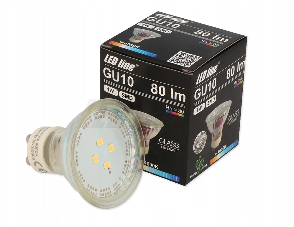 Lemputė LED GU10 230V 1W 80lm neutraliai balta 4000K, LED line